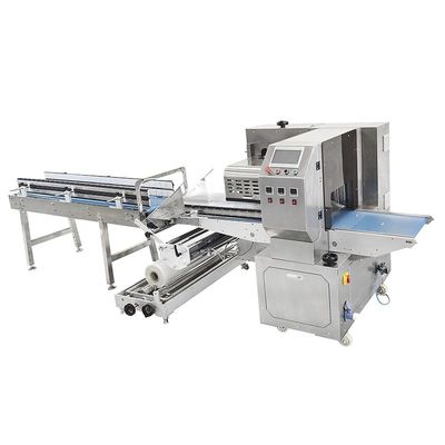 120-300 mm Lunghezza del pacchetto Flow Wrapping Machine con potenza totale di 3,1 kW e velocità di imballaggio di 30-150 sacchetti/min