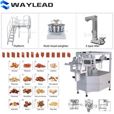 Macchina per imballaggio doypack con servocomando industriale per sacchetti stand-up con velocità di 70 sacchetti/min e costruzione in acciaio inossidabile
